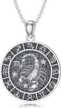 wholesale 925 Sterling Silver Scorpio Zodiac Sign Necklace with Cubic Zirconia for Women Girls Astrology Gift 48 Chain Length-Scorpio