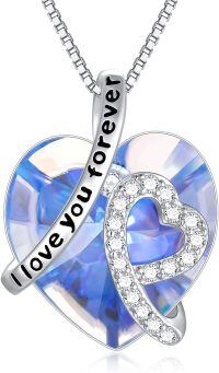 wholesale 925 Sterling Silver Crystal Heart Necklace for Women Birthstone Gift for Wife Daughter Anniversary Birthday Christmas-12-Zircon Heart
