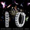 wholesale 925 Sterling Silver 25mm Black Enamel Hinged Hoops with Butterflies for Women Men Gift Hypoallergenic Jewelry-0-5