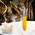 wholesale 925 Sterling Silver Amber Quartz Crystal Pendant on Black Leather Cord 16in-0-4