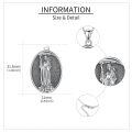 wholesale 925 Sterling Silver Santa Muerte Saint Death Skull Scythe Oval Pendant Necklace-0-4