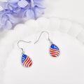wholesale 925 Sterling Silver American Flag Teardrop Drop Earrings with Cubic Zirconia and Red White & Blue Design-0-4
