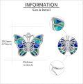 wholesale 925 Sterling Silver Blue Green Abalone Shell Butterfly Pendant Necklace for Women-0-4