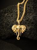 wholesale Gold 925 Sterling Silver Elephant Head Pendant Necklace with Chain for Women and Men-0-1