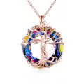 TOUPOP Sterling Silver Austrian Crystal Tree Of Life Necklace For Women-0-0