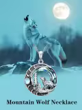 TOUPOP Sterling Silver Crystal Wolf Celtic Moon Pendant Necklace Gift-0-1