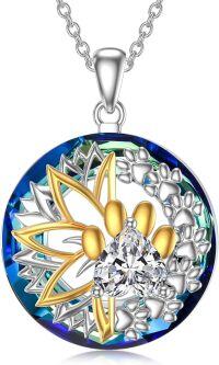 wholesale TOUPOP Sunflower Necklace For Women 925 Sterling Silver Dainty Paw Print Pendant Necklaces With Crystal Anniversary Birthday Christmas Jewelry Gifts For Mom Wife Girlfriend Sister Friend -undefined