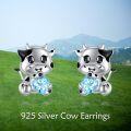 wholesale 925 Sterling Silver Hypoallergenic Blue Crystal Cow Stud Earrings for Girls and Teenagers-0-5