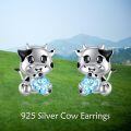 wholesale 925 Sterling Silver Hypoallergenic Blue Crystal Cow Stud Earrings for Girls and Teenagers-0-5