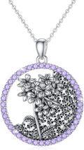 wholesale Birth Flower Necklace 925 Sterling Silver Birth Month Flower Pendant 12 Month Birthstone Jewelry Birthday Gifts For Women -0-0