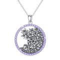 TOUPOP Sterling Silver Birthstone Flower Necklace 12 Month Pendant Birthday Gift-0-0