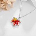 wholesale 925 Sterling Silver Maple Leaf Pendant Necklace with Red and Yellow Enamel for Women Girls Mothers Day Gift-0-2