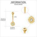 wholesale 14K Gold & Yellow Crystal Daisy Belly Button Ring – 14G 1.6mm, Hypoallergenic, Elegant Gift for Women-0-2