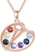 wholesale 925 Sterling Silver Cubic Zirconia Artist Palette Paint Brush Necklace for Art Lovers-0-0