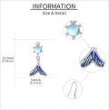 wholesale 925 Sterling Silver Mermaid Tail Earrings with Blue Enamel Ocean Beach s for Women-0-2
