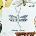 wholesale 925 Sterling Silver Abalone Shell Inlay Dragonfly Pendant Necklace with Extender Chain - For Women (Blue)-0-1