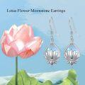 wholesale 925 Sterling Silver Moonstone Lotus Flower Earrings for Women, Hypoallergenic, Gift for Her, 0.59 Trendy Dangle Jewelry-0-1
