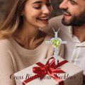 wholesale TOUPOP Peridot Cross Necklace For Women Sterling Silver August Birthstone Cross Pendant Necklace Heart Cross Christian Jewelry Birthday Christmas Gifts For Women Her -0-2