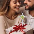 TOUPOP Sterling Silver Peridot Cross Pendant Necklace For Women-0-2
