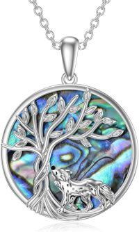 wholesale Sterling Silver Crystal Abalone Shell Animal Pendant Tree of Life Necklace-2-Abalone Shell-Wolf