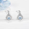 wholesale 925 Sterling Silver Butterfly Filigree Teardrop Leverback Dangle Earrings for Women Girls Gifts Blue Enamel Drop Jewelry 4cm Long-0-2