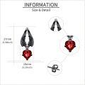 wholesale 925 Sterling Silver Heart-Shaped Red Crystal Wing Dangle Earrings Gothic  for Women-0-3