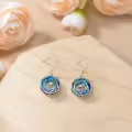 TOUPOP Sterling Silver Blue Crystal Dolphin Palm Tree Ocean Wave Earrings-0-4
