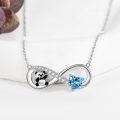 wholesale 925 Sterling Silver Heart-Shaped Blue Zircon Infinite Panda Charm Necklace for Women Gifts-0-2