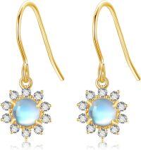 wholesale 14K Gold Blue Moonstone Drop Earrings for Women Gifts for Mom/Daughter-A