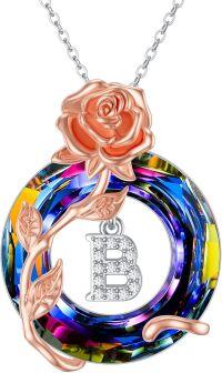 wholesale Sterling Silver Volcano Crystal A Z Letter Pendant Necklace for Women-B