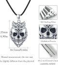 wholesale 925 Sterling Silver Owl Skull Pendant Gothic Necklace for Women and Men-0-4