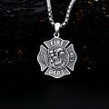 wholesale 925 Sterling Silver Firefighter Maltese Cross Pendant with 3+2 Chain-0-1