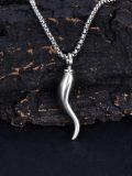 wholesale 925 Sterling Silver &  Italian Horn Urn Keepsake Pendant with Funnel and Chain - Memorial Jewelry for Ashes Storage-0-3