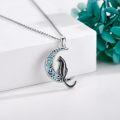 wholesale 925 Sterling Silver Moon and Cat Pendant Necklace s for Women-0-2