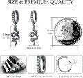 wholesale Silver Black Rhodium Plated Emerald Eye Snake Hoop Drop Earrings 925 Sterling Silver Hypoallergenic Jewelry for Women Girls Gift Boxed-0-5