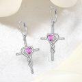 wholesale TOUPOP Birthstone Cross Earrings 925 Sterling Silver Heart Cross Drop Earrings Love Infinity Jewelry Birthday Christmas Gifts For Women Her Girlfriend Wife -0-4