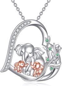 wholesale 925 Sterling Silver Elephant Mother Daughter Pendant Necklace s for Women-Three Elephant