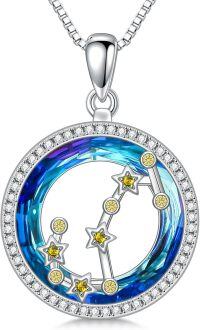 wholesale 925 Sterling Silver Blue Crystal Aquarius Constellation Pendant Necklaces for Women Astrology Gifts-11-Scorpio Necklace(10.24-11.22)