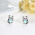 wholesale 925 Sterling Silver Heart-Shaped Panda Stud Earrings with Blue Stone - Perfect Gift for Mom-0-3