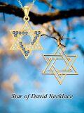 wholesale 925 Sterling Silver Plated Gold Metal Star of David Necklace with Blue and White Stones - Celtic Knot Design Pendant  for Women-0-5