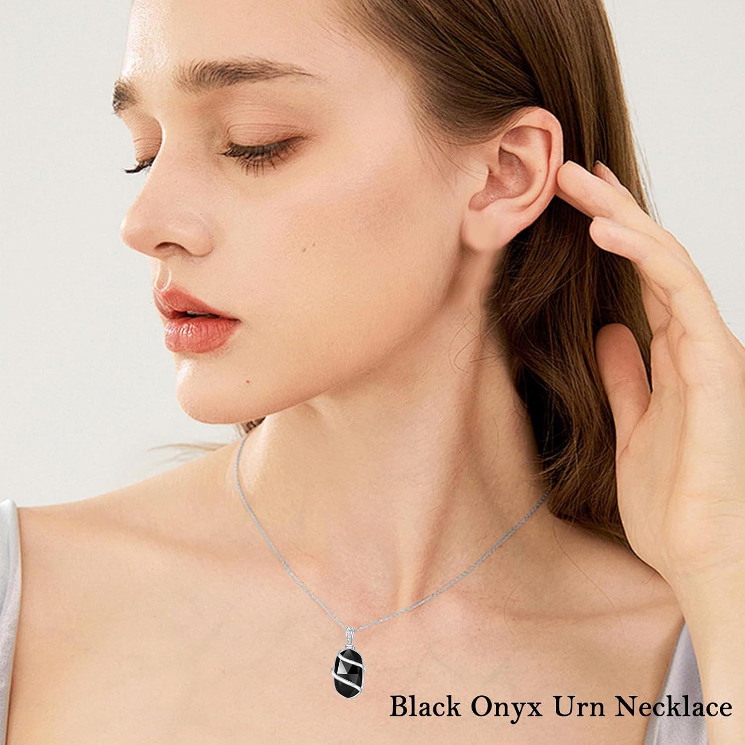 925 Sterling Silver Black Onyx Cremation Pendant with Funnel and Fill Tool - Always in My Heart Keepsake Jewelry-0-2