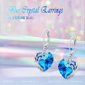 wholesale 925 Sterling Silver Blue Heart-Shaped Crystal Tree of Life Dangle Earrings for Women-0-5