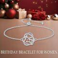 wholesale TOUPOP Gifts For Her Heart Bracelet 925 Sterling Silver Forever Love Heart Bracelet Sweet Year Old Jewelry Anniversary Birthday Christmas Gifts Women Girlfriend Wife Mom Grandma -0-2