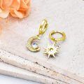 wholesale 925 Sterling Silver Blue Moonstone Sun & Crescent Moon Drop Hoop Earrings-0-2
