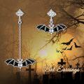 wholesale 925 Sterling Silver Black Bat Cross Drop Earrings Gothic s for Her-0-5