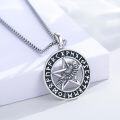 wholesale 925 Sterling Silver Norse Raven Pentagram Runes Pendant Necklace Viking  for Men Women-0-1