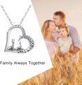 wholesale 925 Sterling Silver Mother and Baby Giraffes in Heart Shape Pendant Necklace for Women Mom Grandmother Gift-0-5