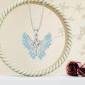 wholesale 925 Sterling Silver Blue Crystal Fairy Butterfly Pendant Necklace for Women-0-1