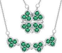 wholesale  Metal Stone Clover Birthstone Necklace Magnetic Four Leaf Heart Pendant Foldable Shamrock Conversion Gift for Women -5-May