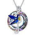 TOUPOP Sterling Silver Crystal Music Note Tree Pendant Necklace-0-0